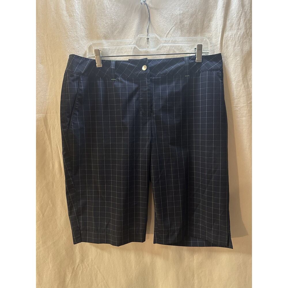 Windowpane Navy Jean Shorts for Women